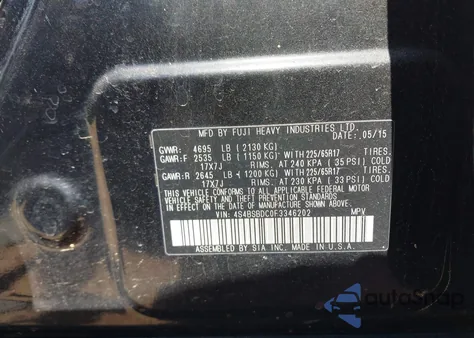 2015 Subaru Outback 2.5I Premium from USA, damaged, VIN 4S4BSBDC0F3346202